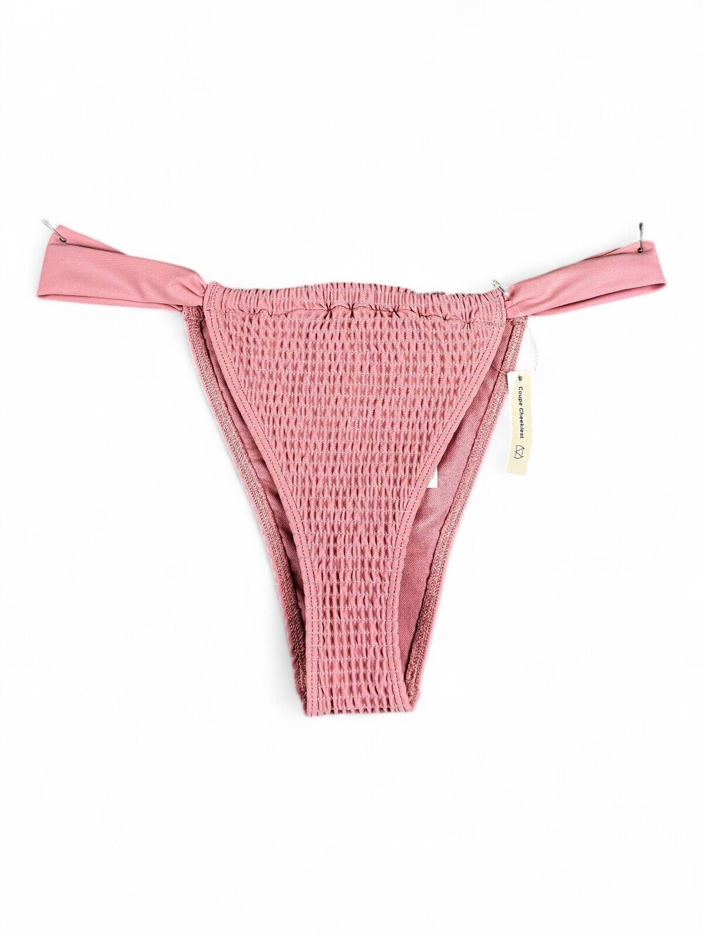 Hollister Pink Smocked High-Leg Bikini Bottom M